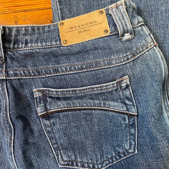 MaxMara Weekend Low Rise Flare Jeans Sz 8 Side Stripe Medium Wash Denim - Picture 8 of 10